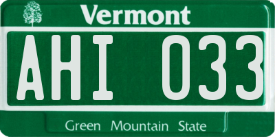 VT license plate AHI033