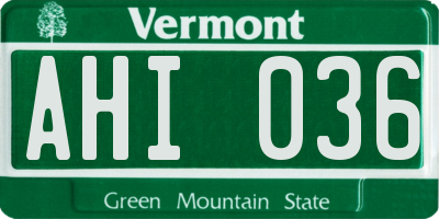 VT license plate AHI036