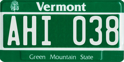 VT license plate AHI038