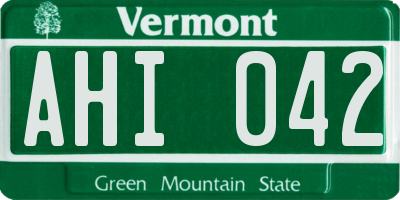 VT license plate AHI042