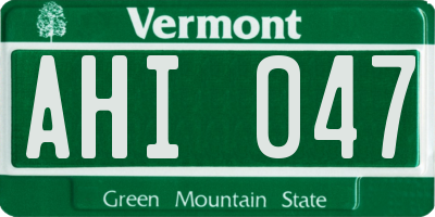 VT license plate AHI047