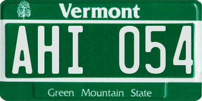 VT license plate AHI054