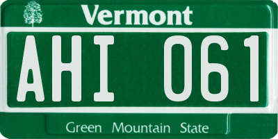 VT license plate AHI061