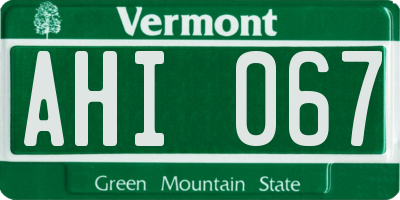 VT license plate AHI067