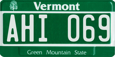 VT license plate AHI069