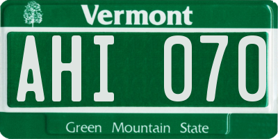 VT license plate AHI070