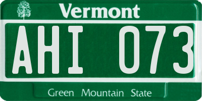 VT license plate AHI073