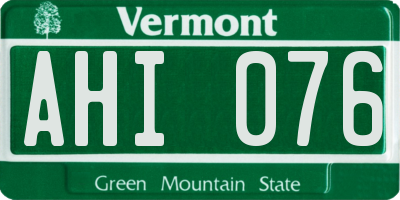 VT license plate AHI076