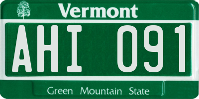 VT license plate AHI091
