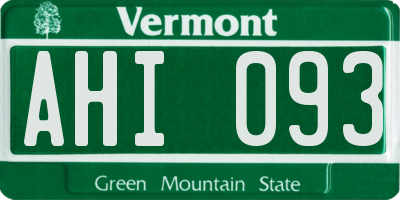 VT license plate AHI093