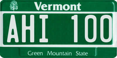 VT license plate AHI100