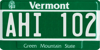 VT license plate AHI102