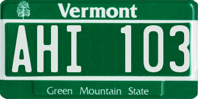 VT license plate AHI103