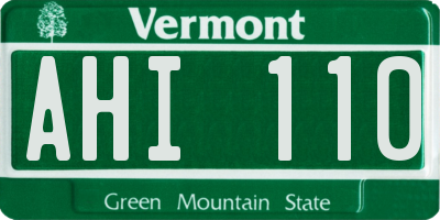 VT license plate AHI110