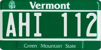VT license plate AHI112