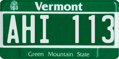 VT license plate AHI113