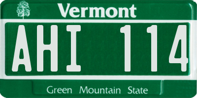 VT license plate AHI114