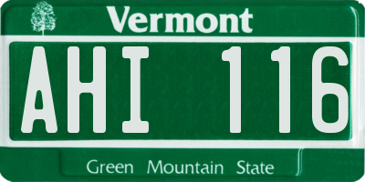 VT license plate AHI116