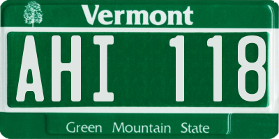 VT license plate AHI118