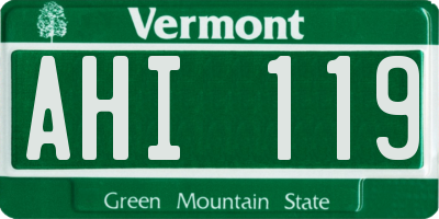 VT license plate AHI119