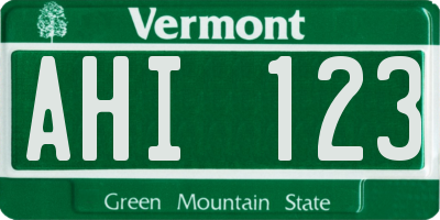 VT license plate AHI123