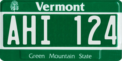 VT license plate AHI124
