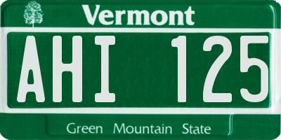 VT license plate AHI125