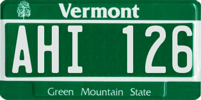 VT license plate AHI126
