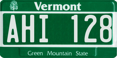 VT license plate AHI128