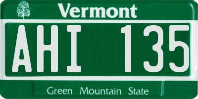 VT license plate AHI135
