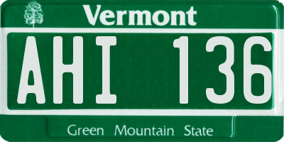 VT license plate AHI136