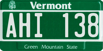 VT license plate AHI138