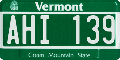 VT license plate AHI139