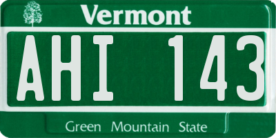 VT license plate AHI143