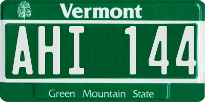 VT license plate AHI144