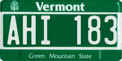 VT license plate AHI183