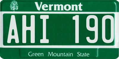 VT license plate AHI190