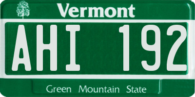 VT license plate AHI192