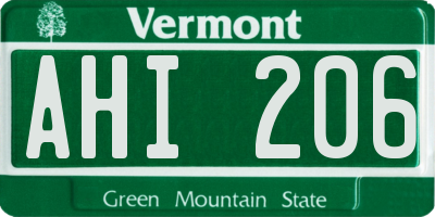 VT license plate AHI206