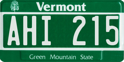 VT license plate AHI215