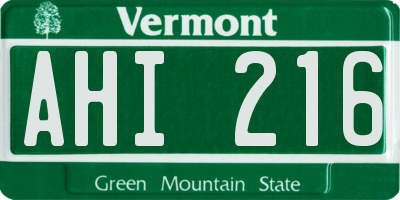VT license plate AHI216