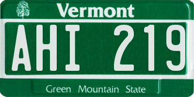VT license plate AHI219