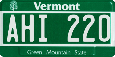 VT license plate AHI220