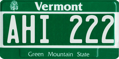 VT license plate AHI222