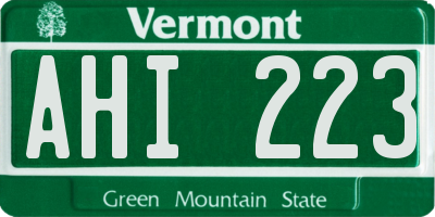 VT license plate AHI223