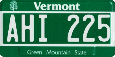 VT license plate AHI225
