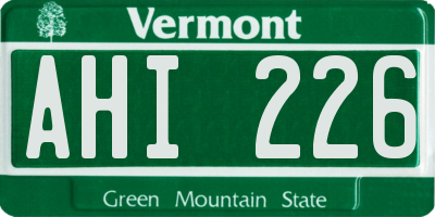 VT license plate AHI226