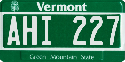 VT license plate AHI227