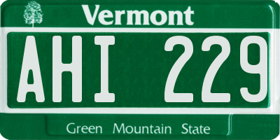 VT license plate AHI229
