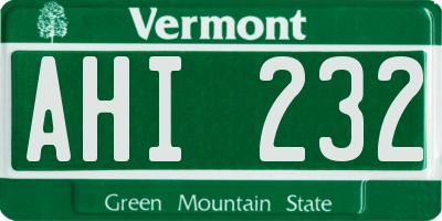 VT license plate AHI232